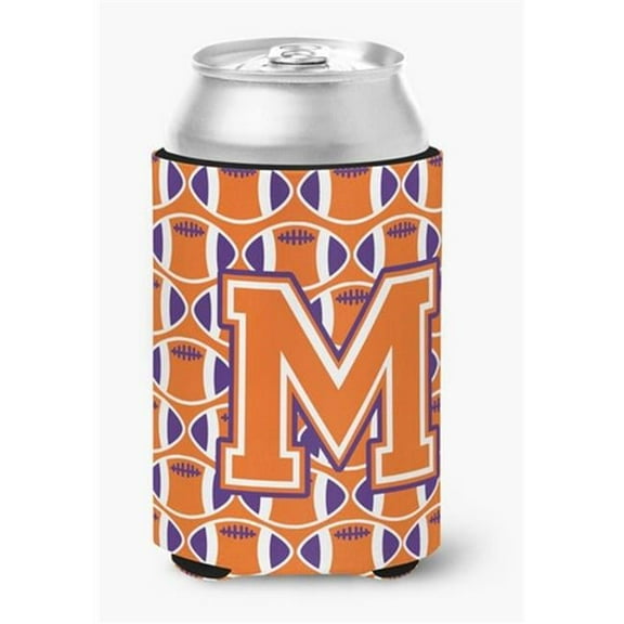 Letter M Football Orange, White & Regalia Can or Bottle Hugger