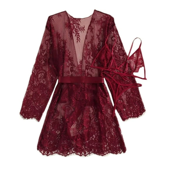 Babysbule Pajamas for Women Plus Size Satin Silk Pajamas Cardigan Nightdress Bathrobe Ladies Robes Underwear Sleepwear