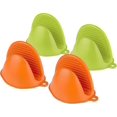 thumbnail image 1 of Silicone Oven Mitts, 4pcs Silicone Kitchen Pot Holders, Silicone Pot Holder Mini Oven Heat Resistant Oven Mitt Pot Holder (Green+Orange), 1 of 5