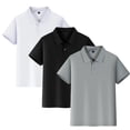 thumbnail image 5 of Abcomgle 3 Pcs Boys Polo Shirts Size 14-16 Short Sleeve Pique Polo Shirts for Boys Button Down Solid Color Uniform Shirts for Boys Summer Collared Golf Shirts for Kid, 5 of 5