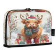 thumbnail image 2 of Standing Pencil Case with Base Large Capacity Stationery Pouch Pen Bag with Zipper for Women Men Cow Wearing Christmas Hat, 2 of 7