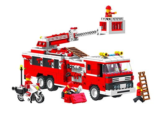 Fire Engine BricTek Building Block Construction Toy Brick FIre Brigade Truck 