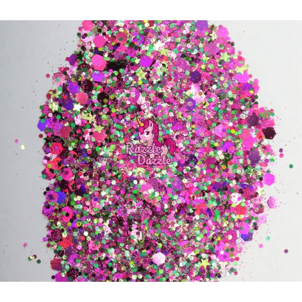 Razzle Dazzle Raspberry Swirl Glitter With Fuchsia Hexes and Gold and