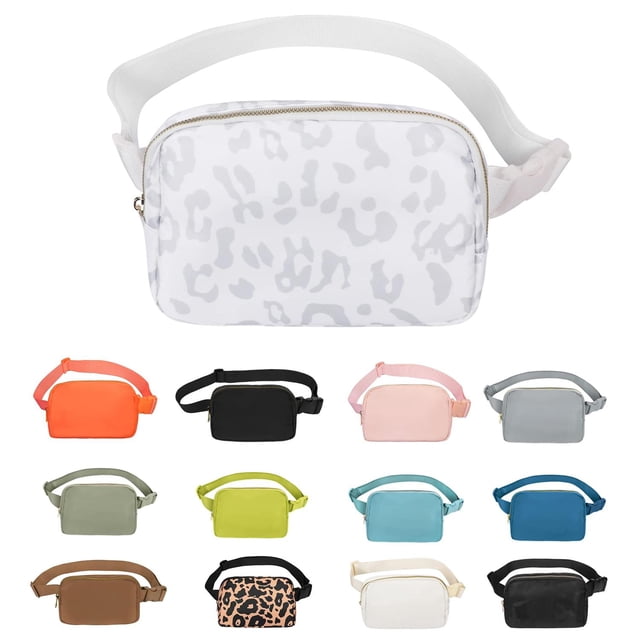 Riñonera VOROLO Leopardo Blanco con Correa Ajustable para Mujeres y Hombres