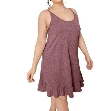 

Casual Cami Strap Slip Dress Sleeveless Mauve Purple Plus Size Nightgowns & Sleepshirts (Women s)