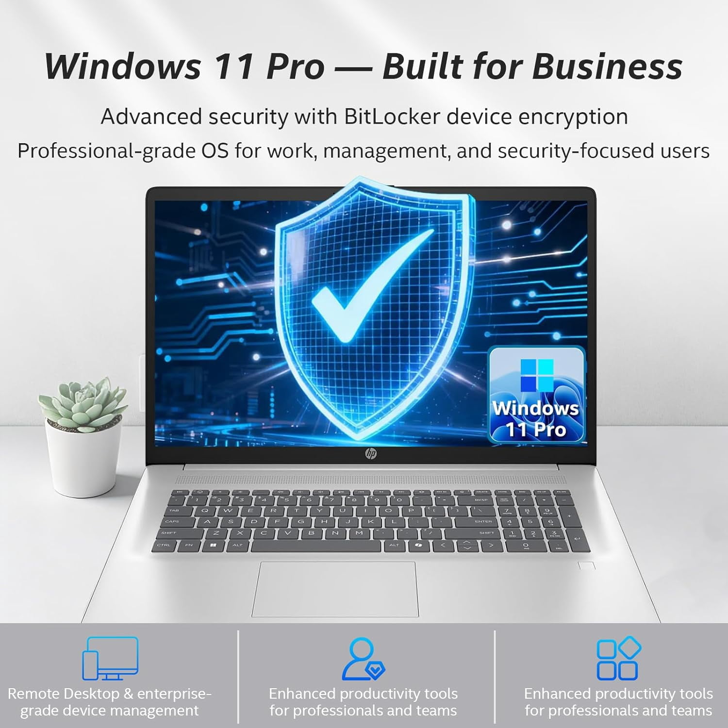 HP 17.3" FHD Business Laptop, Intel 10-Core i5-1334U, 20GB RAM, 512GB SSD, Windows 11 Pro, Backlit KB, Fingerprint