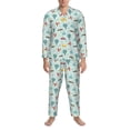 thumbnail image 3 of Yiaed Transport Travel Print Men’s Pajamas Set - Long Sleeve Button Down Sleep Shirt and Pajama Bottoms Sleepwear Set Mens Pjs Sets Men's Pajama Bottoms-Small, 3 of 7