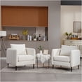 thumbnail image 5 of JERFIT Mid-Century Modern Velvet Accent Chair with Pillow, Ivory Upholstered Armchair for Living Room, Bedroom or Office, 5 of 10