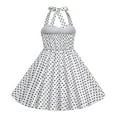 thumbnail image 4 of XQYLOS Robe à Col Halter Filles Années 1950 Rétro à Pois Robe Trapèze Vintage Robe de Soirée avec Nœud Accent Taille Ajustable, 4 of 4