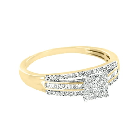 10k Gold Diamond Solitaire Ring - Women Wedding Solitaire Ring Womens Engagement 10k Yellow Gold 0.32ct Real Diamonds
