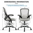 thumbnail image 3 of HYLONE Drafting Chair, Tall Office Chair Standing Desk Chair Grey Mesh High-Back Drafting Stool with Flip-Up Arms, Adjustable Foot Ring, 3 of 7