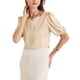 thumbnail image 4 of INSPIRAR CHIC Blusa de satén de media manga con escote corazón para mujeres, oficina, talla XS, amarillo pálido, 4 of 6