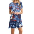 thumbnail image 2 of SMihono Robe d'Été Grande Taille pour Femmes 2023 Mode Fête de l'Indépendance Imprimée Col Rond Manches Courtes Robe, 2 of 6