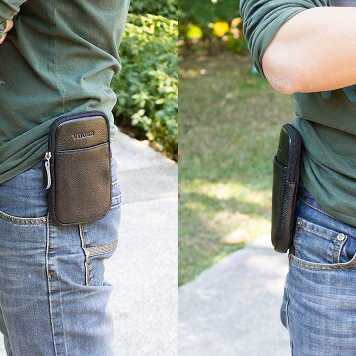 VIIGER Pochette Verticale en Cuir pour Cellulaire iPhone 11 Pro Max Étui  Ceinture Sac Boucle Ceinture Téléphone