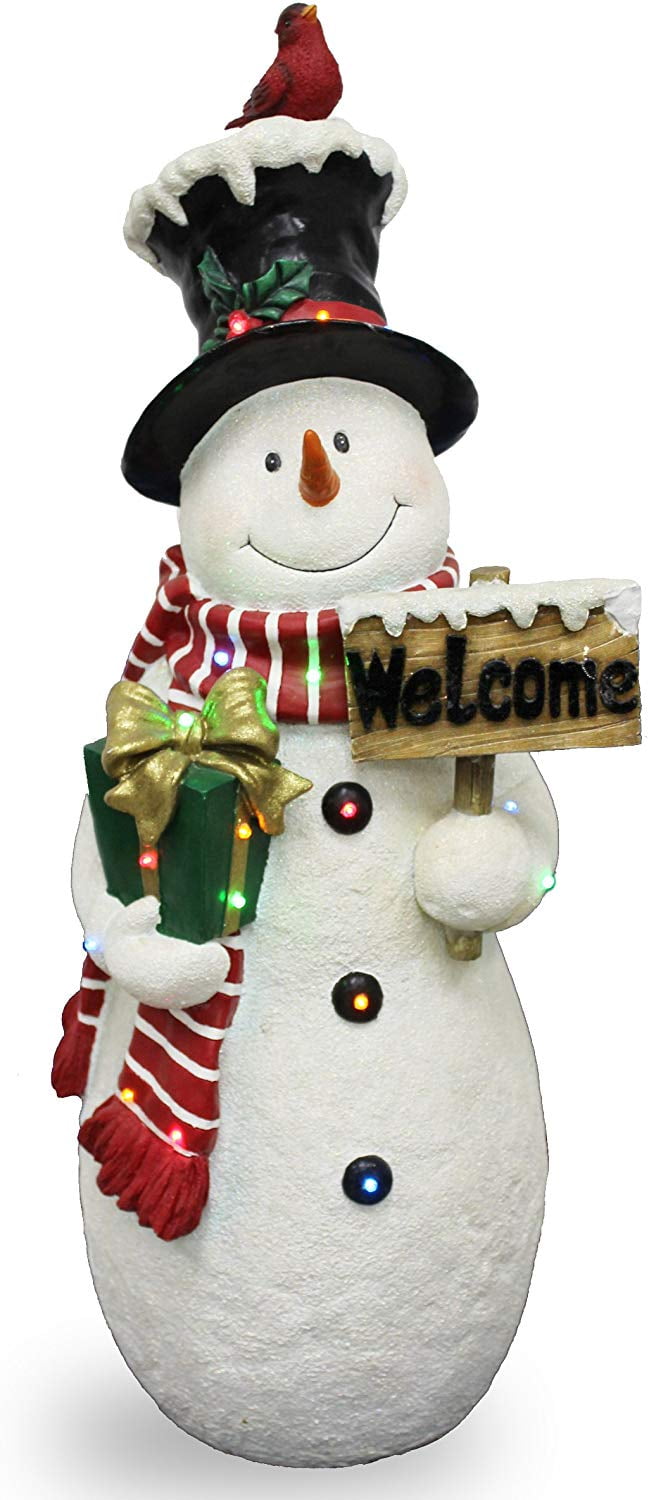 28 5 In White Pre Lit Led Snowman With Sign Outdoor Light Display Walmart Com Walmart Com