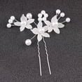 thumbnail image 3 of Tocado de boda, accesorios para el cabello con flores esmeriladas, joyería hecha a mano para novia, horquilla de perla con forma de placa, peine para el cabello, 3 of 6