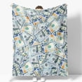 thumbnail image 2 of Manta NukunsKF Money con estampado de billetes de 100 dólares, 150 x 125 cm, 2 of 7