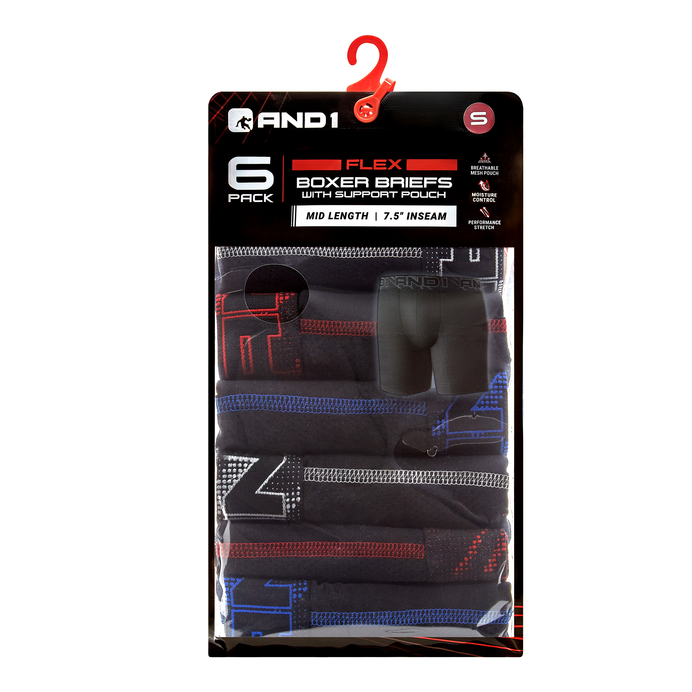 AND1 Men's Flex Mid Length Boxer Briefs, 6-Pack photo 2
