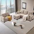 thumbnail image 3 of Soscana Convertible Sectional Sofa with Storage Ottoman and Loveseat, 3 Seater L Shaped Couch with Reversible Chaise and Storage Pockets for Living Room Apartment Studio Office,Beige, 3 of 8