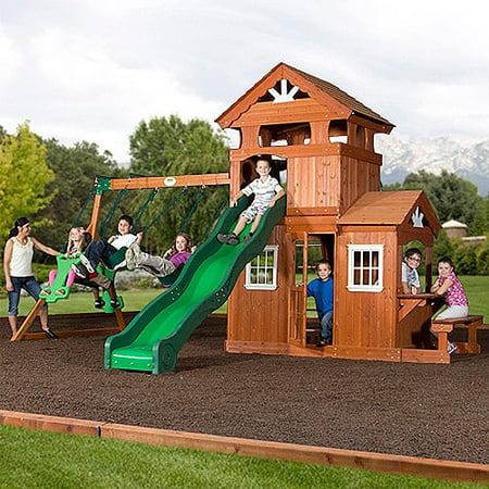 Backyard Discovery Shenandoah Cedar Wood Swing Set  Walmart.com