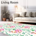 thumbnail image 2 of ODIKA 5'x7' Machine Washable Non-Slip Area Rug, Vintage Strawberry Blossom with Delicate Vine Embellishments High Traffic Rug with Pad, Pink, 468227, 2 of 8