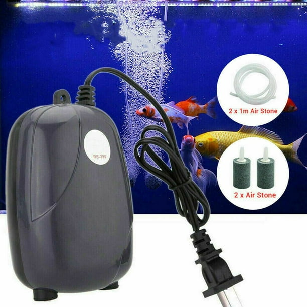 Dual Outlet Aquarium Air Pump, Whisper Adjustable Fish Tank Aerator, Quiet Oxygen Pump with