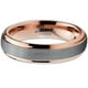 Tungsten Wedding Band Ring 4mm for Men Women Comfort Fit 18K Rose Gold Plated Beveled Edge Brushed Polished Lifetime Guarantee – image 3 sur 5