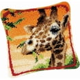 thumbnail image 1 of （Giraffe）Tenlacum Lovely Animals Latch Hook Rug Making Kits for Beginners Embroidery Kit Pillowcase Cushion with Colorful Yarn Bundles Canvas Latch Hook Tool E, 1 of 5