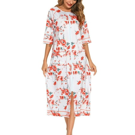 

Women s Zipper Nightdress Casual Loose Nursing Clothes Oversize Pajamas