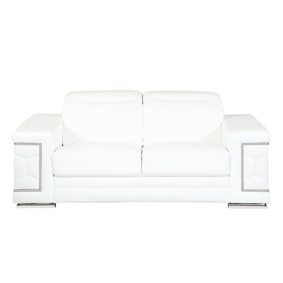 Kiln-dried Hardwood Frame Covered In White Top Grain Leather Couch With And Foam Cushion