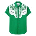 thumbnail image 5 of Mens Shirts Short Sleeve 3D Cowboy Print Lapel Button Down Casual Shirt Green XXXXXL, 5 of 5