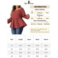 thumbnail image 6 of DARING DIVA Women's Plus Sweetheart Neck Long Sleeve Peplum Blouse 1X Burgundy, 6 of 6