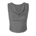 thumbnail image 5 of Ribbed Camisole Topsfor Women’s Cowl Neck Tank Tops Sleeveless Ruched Pullover Tops Loose Casual Elegant Business Blouse Gray XL, 5 of 6