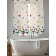 thumbnail image 5 of Vintage Colorful Butterfly Sheer Curtains 63 Inch Length 2 Panels Set Window Treatments, Watercolor Butterflies Rustic Rod Pocket Semi Curtains for Living Room/Bedroom/Kitchen Décor, 104"W x 63"L, 5 of 7