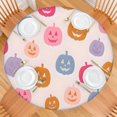 thumbnail image 2 of Happy Halloween Round Table Cloth with Elastic Edge Wrinkle Resistant Washable Pumpkin Spooky Table Covers Table Cloths for Halloween Birthday Wedding Graduation (52in), 2 of 7