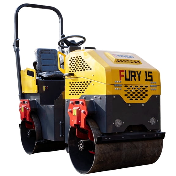 TYPHON FURY 15 Mini Road Roller 1.5 Ton, 13.5HP Briggs & Stratton Gas Engine, Hydraulic Steering Asphalt Compactor