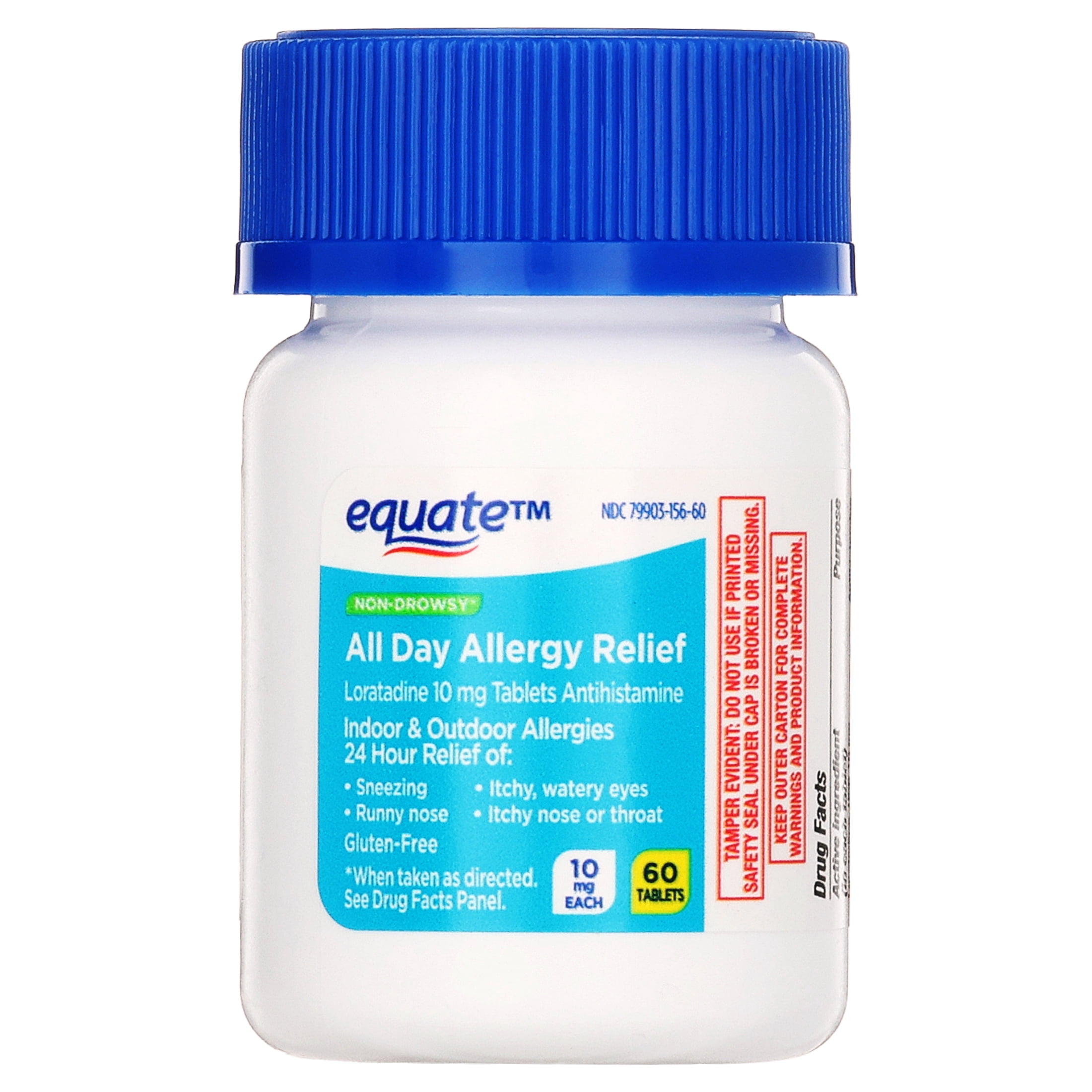 Equate Non-Drowsy All Day Allergy Relief Loratadine 10 mg Tablets, 60 Count