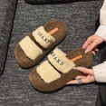 thumbnail image 4 of Gamivast Slippers for Women Indoor Fuzzy Open-Toe Platformed Slippers Soft Comfy Memory Foam House Shoes Fashion 2 Bands Sherpa Winter Warm Slipper Cozy Letter Printed Shoes, 4 of 6