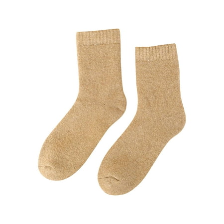 

YWDJ Warm Socks Winter Men Thick Terry Thermal Socks Middle Tube Cashmere Wool Socks Beige