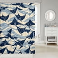 thumbnail image 2 of Manfei Abstract Manta Ray Shower Curtain 72Wx72L, Ocean Wave Bathroom Curtain, Cream Navy, 2 of 5