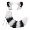 thumbnail image 2 of Cola de orejas de zorro de anime Hugo accesorios de diadema cosplay Blanco negro, 2 of 8