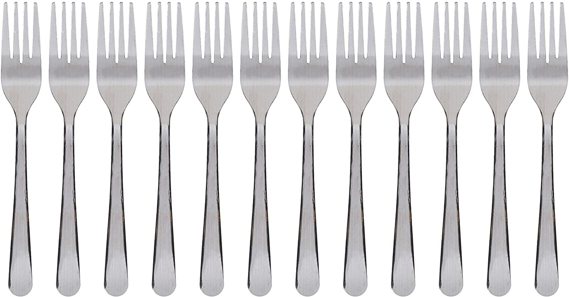 12 SHELL EXTRA HEAVY WEIGHT SALAD FORKS 18/0 STAINLESS 