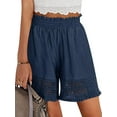 thumbnail image 2 of Shorts For Women Casual Elastic Waist Crazy Yoga Lounge Shorts - Comfy Stretch Lace Trim Summer Beach Linen Ruffle, 2 of 10