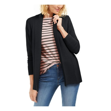 CHARTER CLUB Womens Black 3/4 Sleeve Sweater Petites Size: PXL