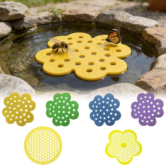 Ranliy Floating Bee Island- 6.1 Inch Plastic Floating Bee Watering Station- Butterfly Bee Waterer for Feeding, Bee Bath, Outdoor Garden Decor