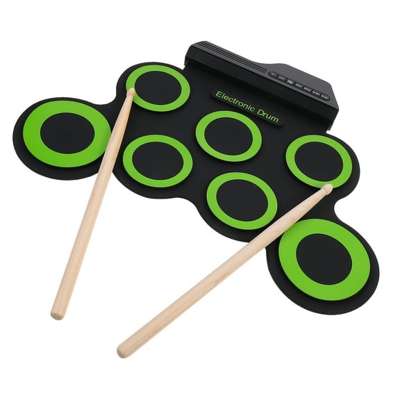 Portable Drum Kit Toys for Toddlers Music Electric Pad Child Baby Green