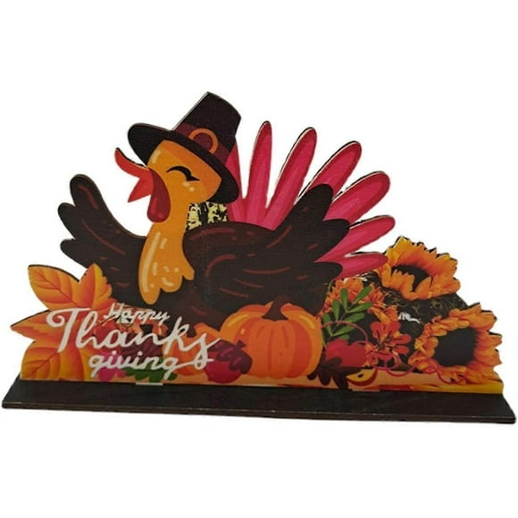 Thanksgiving Turkey Decor Wooden Table Sign