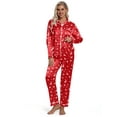thumbnail image 6 of DAKIMOE Silk Satin Pajamas Set Womens Christmas Pajamas Long Sleepwear Button Down 2 Piece Classic Soft Loungewear Pjs Set, 6 of 6