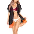 thumbnail image 4 of HAPPY BAY Women's Chiffon Summer Beach Open Front Holiday Kimono Beachwear Duster Cardigans XL-XXL Orange Tassels_AB740, 4 of 4