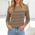 thumbnail image 2 of Women's Pullover Sweater Striped Crewneck Knit Fall Winter Slim Fit Lightweight Tops Loose Casual Sweaters, 2 of 4